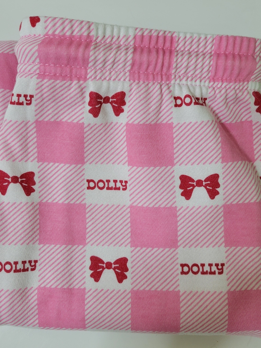 Pink Plaid Pajama Bottoms with Red Bow Accent NWOT